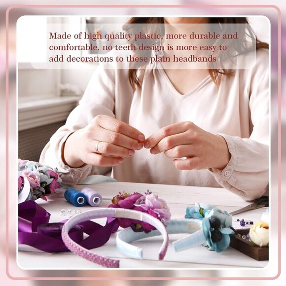 Plastic Headbands Bulk 100pcs 1/2 Inch Wide No Teeth Hair Accessories for DIY main image 4